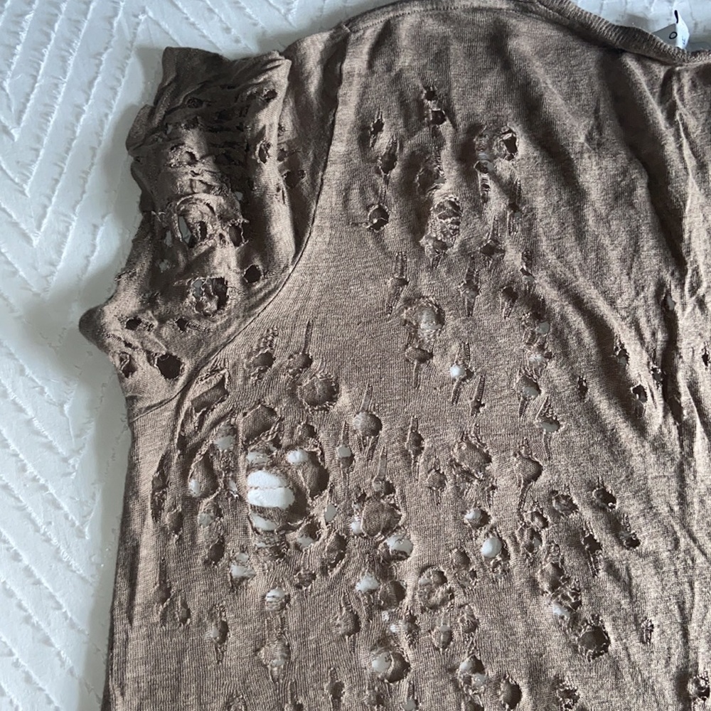 IRO Linen Distressed Clay Tee t-shirt top sheer - Picture 17 of 17